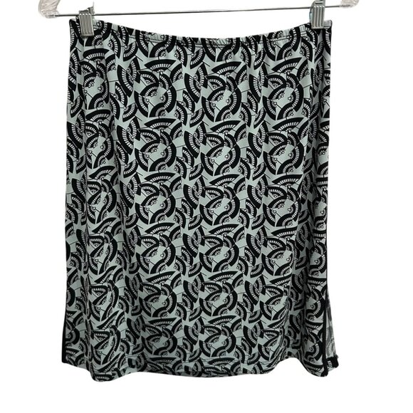 BCBG Max Azria Womens Black Mint Green Patterned Stretch Pencil Skirt Sz Medium - Picture 2 of 8